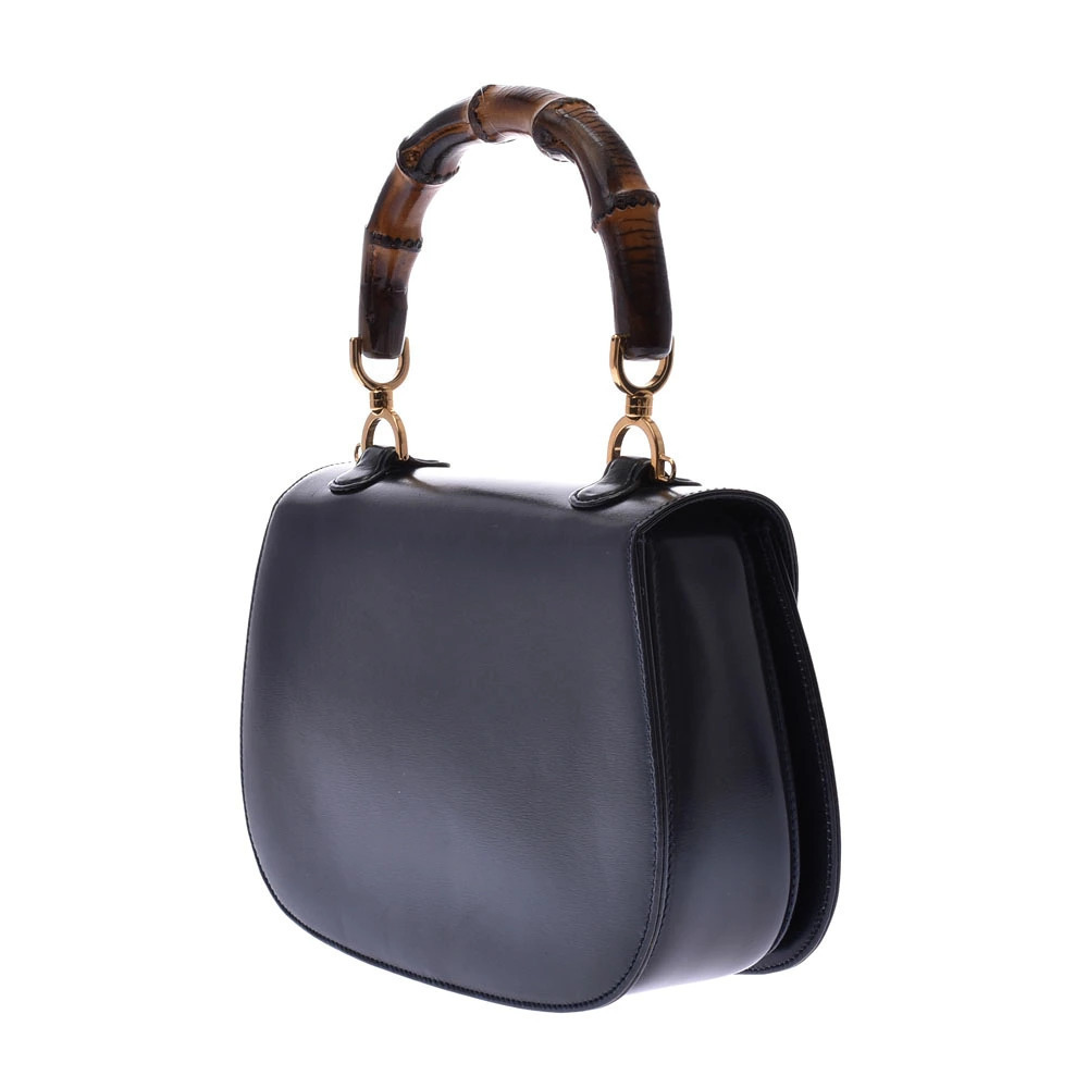 Gucci Blue 2way Navy Bamboo Calfskin Bag Handbag Blue